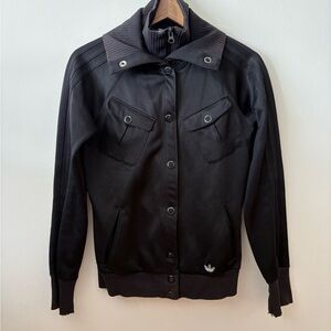 adidas Black Women's Bomber Track Jacket with Stand Collar